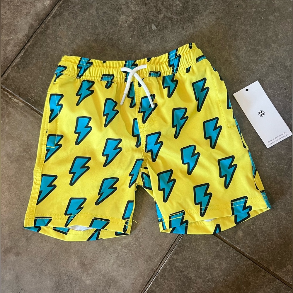 NWT Sovereign Code Boys Lightning Bolt Swim Trunks ~ size 4